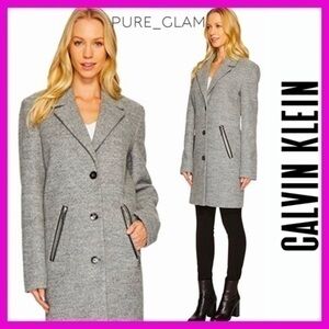 NWT CALVIN KLEIN coat wool bouclé jacket oversized size Small